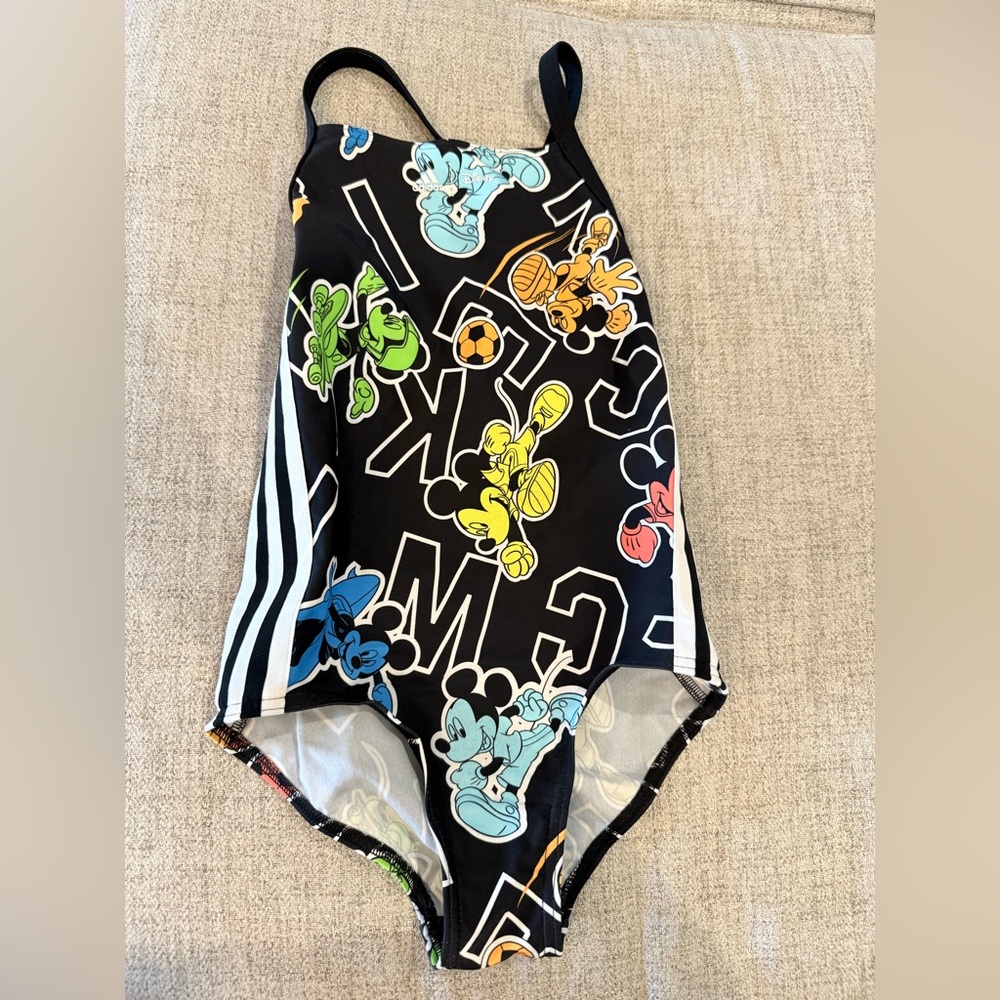 Adidas X Disney Mickey Mouse Kids Swimwear 7/8- Black EUC